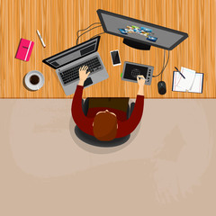 Desk top view of the designer.