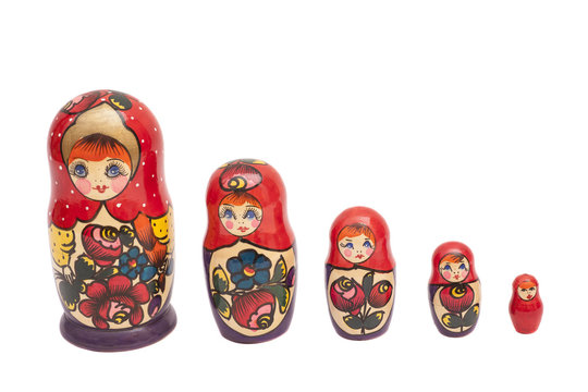 set of matrioshka dolls isolated on white