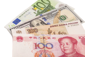 Euro,Dollars,Chinese yuan and the Russian rubles