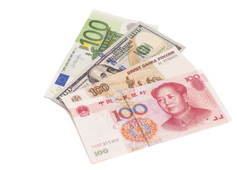 Obraz na płótnie Canvas Euro,Dollars,Chinese yuan and the Russian rubles