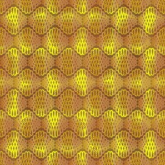 Gold ribbon grille in wavy design.