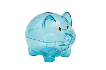 Naklejka premium Empty glass piggy bank isolated on white
