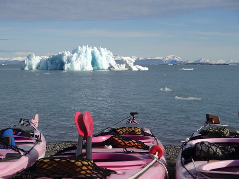 Kayak entre les icebergs