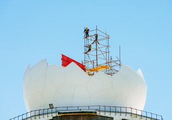 Construction of radar system Сherni Vrah on Vitosha mountain near Sofia, Bulgaria