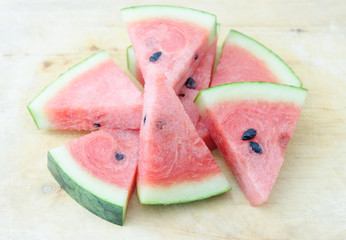 Slice Watermelon on wood background