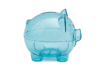 Naklejka premium Empty glass piggy bank isolated on white