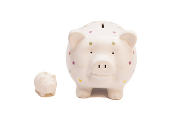 Piggy banks on white background