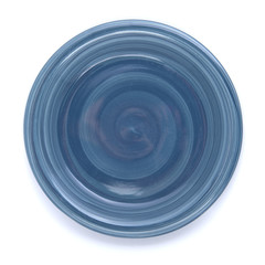 Empty plate blue on a white background..