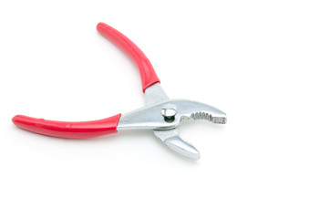 Red pliers isolated on white background