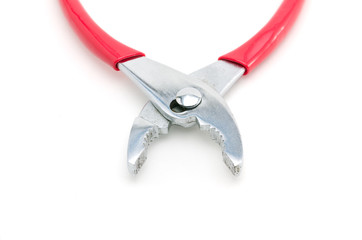 Red pliers isolated on white background