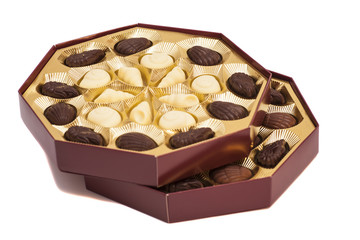 Boxes of Chocolate Candy isolated on white