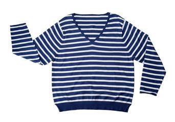 Blue striped wool sweater.