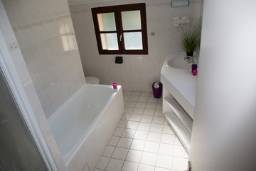 Nicely decorated modern white bathroom washroom