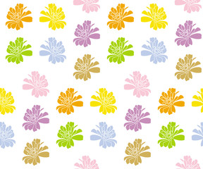 Zinnia colorful seamless pattern.(White)
