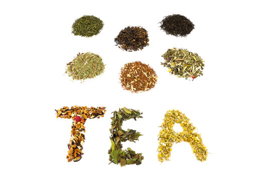 Word TEA with various flavors