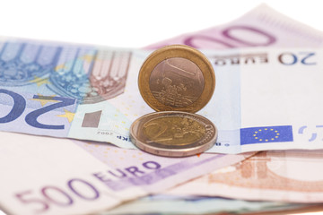 Money euro coins and banknotes
