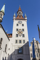 Fototapeta na wymiar Old Town Hall of Munich at Marienplatz, Germany, 2015