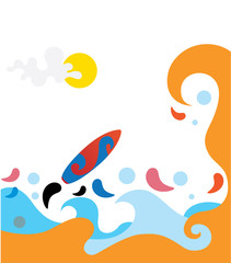 Fototapeta na wymiar Sea Colorful Waves Drops illustration