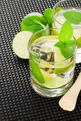 Mojito cocktail and ingredients