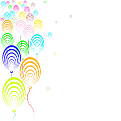 Flying balloons on the side on a white background