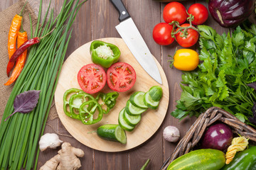 Fresh farmers garden vegetables cooking
