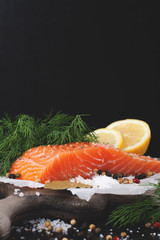 Delicious salmon fillet, rich in omega 3 oil