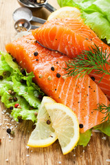 Delicious salmon fillet, rich in omega 3 oil