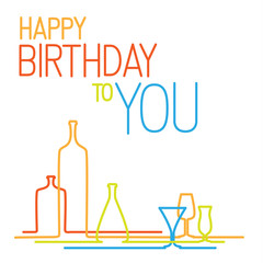 Minimalistic New Year card with bottles and glasses