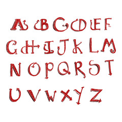 retro cartoon alphabet with devil tail