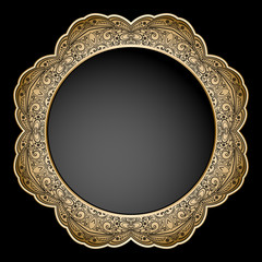 Gold circle frame on black
