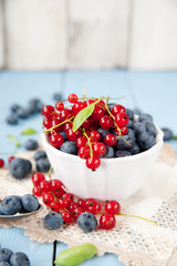Fresh and healthy blueberries and red currant