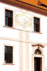 sundial clock at monastery Milevsko, Czech Republic