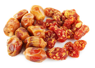 Assortment of dried fruits isolated on white