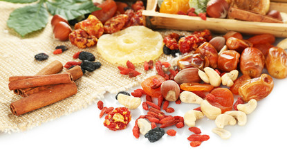 Assortment of dried fruits, closeup