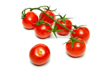 Cherry tomatoes isolated on white background