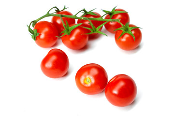 Cherry tomatoes isolated on white background