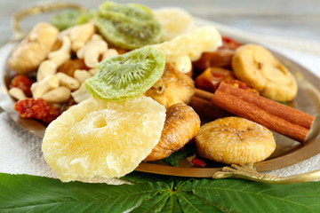 Assortment of dried fruits, closeup