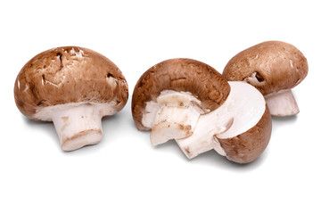 Fresh champignon mushrooms isolated on a white background