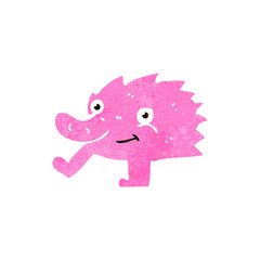 retro cartoon funny little monster