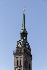 Tower of the St. Peter Church in Munich, Germany, 2015