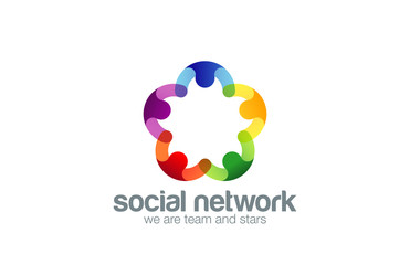 Social network Logo design vector template with abstract charact