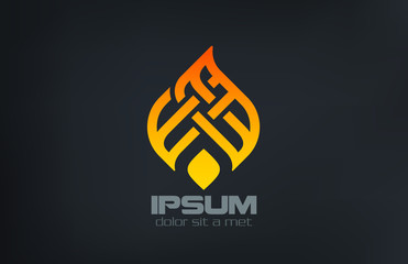 Fire Flame Ornament Silhouette Logo design vector template...Cre
