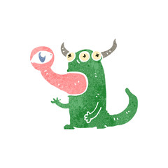 retro cartoon weird alien monster