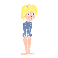 retro cartoon embarrassed blond woman