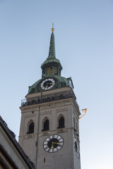 Tower of the St. Peter Church in Munich, Germany, 2015