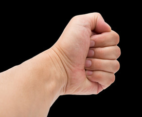 hand on a black background
