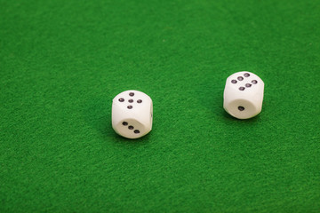 Dice On A Green Felt Table