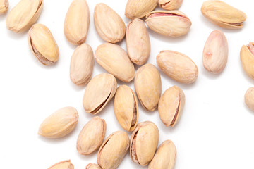 pistachios on a white background. close