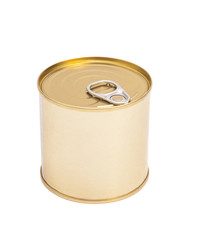 Tin can over white background
