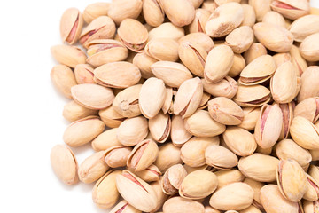 pistachios on a white background. close